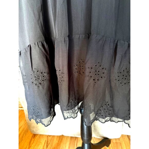 Old Navy Boho-Midi Dress XXL Smocked Bodice & Eyelet Hem Flowy Fairy Whimsigoth - Picture 4 of 13